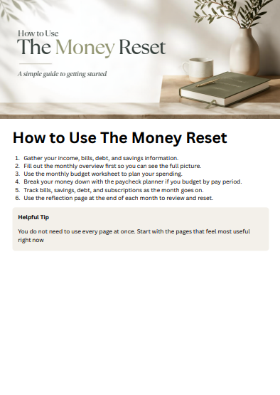 Money Reset Finance Organizer